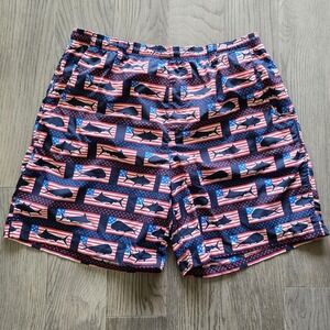 Columbia PFG Fishing Shorts Mens Large AOPAmerican Flag Fish Print